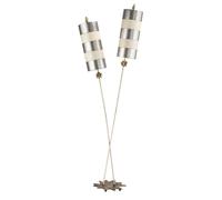 Loops 2 Bulb Floor Lamp Beige Silver Leaf Striped Shades Star Shaped Base LED E27 60W in Metallics Loops Metallics