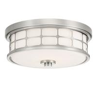 Loops 2 Bulb Flush Light Low Ceiling Brushed Nickel LED E27 60W Bulb in Metallics Loops Metallics