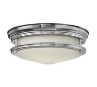 Loops 2 Bulb Flush Light Low Ceiling Opaque Glass Banded Polished Chrome LED G9 3.5W in Clear Loops Clear