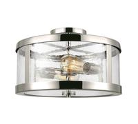 Loops 2 Bulb Semi flush Highly Polished Nickel Finish LED E27 60W Bulb in Metallics Loops Metallics