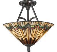 Loops 2 Bulb Semi Flush UpLighter Tiffany Style Glass Valiant Bronze LED E27 60W in Clear Loops Clear