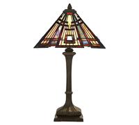 Loops 2 Bulb Table Lamp Tiffany Style Coloured Glass Valiant Bronze Base LED E27 60W in Clear Loops Clear