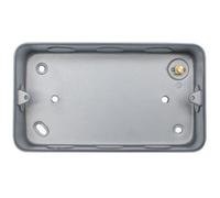 Loops 2 Gang 40mm Surface Mount Metal Clad Back Box Switches & Sockets Rounded Earth