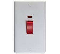 Loops 2 Gang Double Vertical 45A Dp Cooker Switch & Neon White Plastic Oven Appliance