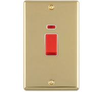 Loops 2-Gang Double Vertical 45A Dp Cooker Switch With Neon Polished Brass And White