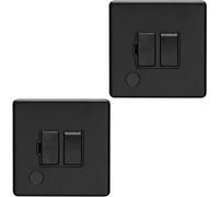 Loops 2 Pack 1 Gang 13A Switched Fuse Spur & Flex Outlet Screwless Matt Black Plate