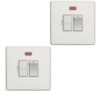 Loops 2 Pack 1 Gang 13A Switched Fuse Spur & Neon Screwless Matt White Mains Isolation