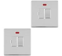 Loops 2 Pack 1 Gang 13A Switched Fuse Spur Neon Screwless Polished Chrome Isolation