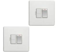 Loops 2 Pack 1 Gang 13A Switched Fuse Spur Screwless Matt White Mains Isolation Plate