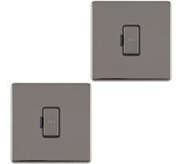 Loops 2 Pack 1 Gang 13A Unswitched Fuse Spur Screwless Black Nickel Mains Isolation