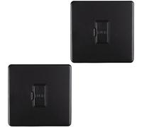 Loops 2 Pack 1 Gang 13A Unswitched Fuse Spur Screwless Matt Black Mains Isolation