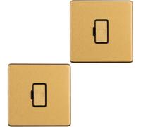 Loops 2 Pack 1 Gang 13A Unswitched Fuse Spur Screwless Satin Brass Mains Isolation