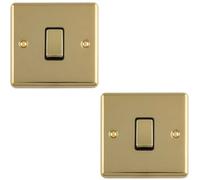 Loops 2-Pack 1-Gang 20A Double-Pole Appliance Switch - Polished Brass With Black Trim