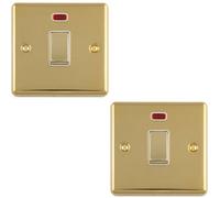 Loops 2-Pack 1-Gang 20A Dp Rocker Switch With Neon Indicator Polished Brass And White Trim