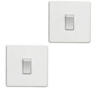 Loops 2 Pack 1 Gang 20A Single Light Switch Screwless Matt White 2 Way Slim Rocker