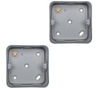 Loops 2 Pack 1 Gang 40mm Surface Mount Metal Clad Back Box Switch Socket Rounded Earth