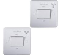 Loops 2 Pack 1 Gang 6A Extractor Fan Isolator Switch White 3 Pole Shower Bathroom