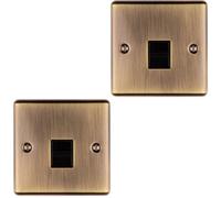 Loops 2 Pack 1 Gang Bt Extension Telephone Wall Socket Antique Brass Secondary
