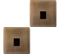 Loops 2 Pack 1 Gang Bt Telephone Master Socket Screwless Antique Brass Wall Face Plate