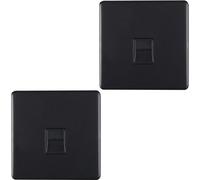 Loops 2 Pack 1 Gang Bt Telephone Master Socket Screwless Matt Blackwall Face Plate