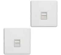 Loops 2 Pack 1 Gang Bt Telephone Master Socket Screwless Matt Whitewall Face Plate