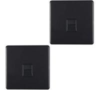 Loops 2 Pack 1 Gang Bt Telephone Master Socket Screwless Satin Steelwall Face Plate