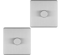 Loops 2 Pack 1 Gang Dimmer Switch 2 Way Led Screwless Satin Steel Light Dimming Wall