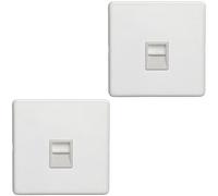Loops 2 Pack 1 Gang Extension Telephone Socket Screwless Matt White Secondary