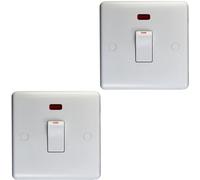 Loops 2 Pack 1 Gang Single 20A Dp Switch & Neon - White Wall Plate Kitchen Appliance
