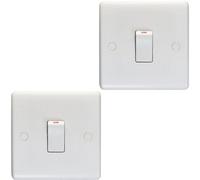 Loops 2 Pack 1 Gang Single 20A Dp Switch - White Plastic Wall Plate Kitchen Appliance