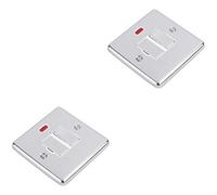 Loops 2 Pack 1 Gang Single 45A Cooker Switch Neon - Polished Chrome & White Rocker Dp