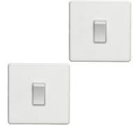Loops 2 Pack 1 Gang Single Light Switch Screwless Matt White 2 Way 10A Slim Rocker