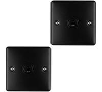 Loops 2 Pack 1 Gang Single Retro Toggle Light Switch Matt Black 10A 2 Way Plate