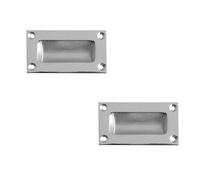 Loops 2 Pack 102mm Satin Chrome Flush Pulls For Sliding Doors And Drawers - Recessed Door Handle