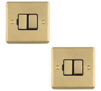 Loops 2-Pack 13A Dp Fused Spur Wall Plate - Satin Brass With Black Insert