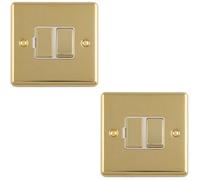 Loops 2-Pack 13A Dp Fused Switched Spur Wall Plate Polished Brass With White Insert
