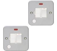 Loops 2 Pack 13A Dp Switched Fuse Spur Flex Outlet & Neon Heavy Duty Metal Clad