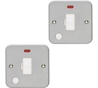 Loops 2 Pack 13A Dp Unswitched Fuse Spur Flex Outlet & Neon Heavy Duty Metal Clad