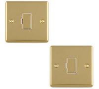 Loops 2-Pack 13A Dp Unswitched Fuse Spur Wall Plate Polished Brass With White Insert