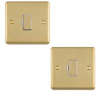 Loops 2-Pack 13A Dp Unswitched Fuse Spur Wall Plate - Satin Brass With White Insert