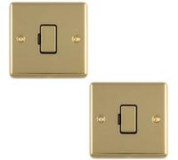 Loops 2-Pack 13A Dp Unswitched Fused Spur Wall Plate Polished Brass With Black Insert