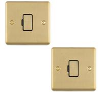 Loops 2-Pack 13A Dp Unswitched Fused Spur Wall Plate Satin Brass With Black Insert