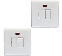 Loops 2 Pack 13A Switched Fuse Spur & Neon White Mains Isolation Appliance Wall Plate