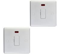 Loops 2 Pack 13A Unswitched Fuse Spur & Neon - White Mains Isolation Wall Plate