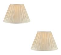 Loops 2 Pack 16" Tapered Lamp Shade - Ivory Silk Pinched Pleats Fabric Cover - Table Light