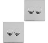 Loops 2 Pack 2 Gang Dimmer Switch 2 Way Led Screwless Polished Chrome Light Dimming