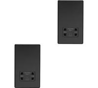 Loops 2 Pack 230V 115V Twin Shaver Socket Wall Plate Screwless Matt Black Bathroom