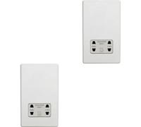 Loops 2 Pack 230V 115V Twin Shaver Socket Wall Plate Screwless Matt White Bathroom