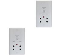 Loops 2 Pack 230V & 115V Twin Shaver Socket Wall Plate White Bathroom 86mm X 146mm