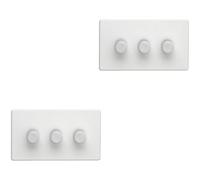 Loops 2 Pack 3 Gang Dimmer Switch 2 Way Led Screwless Matt White Light Dimming Wall
